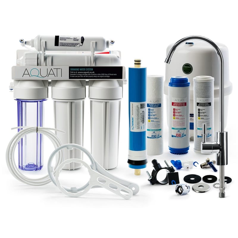 Aquati Domestic Under Sink 5 Stage Reverse Osmosis Drinking Water Filtration System Deluxe Tap