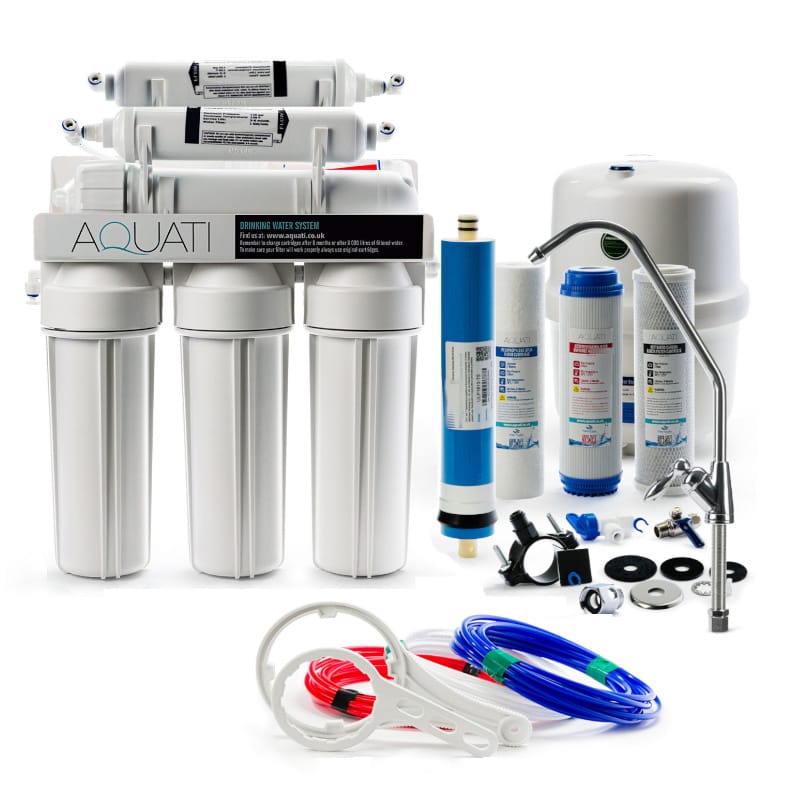 Aquati 6 Stage Reverse Osmosis Under Sink Mineral Drinking Water Filtration System Premium Tap