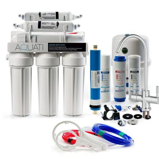 Aquati 6 Stage Reverse Osmosis Under Sink Mineral Drinking Water Filtration System Two Way Deluxe Tap